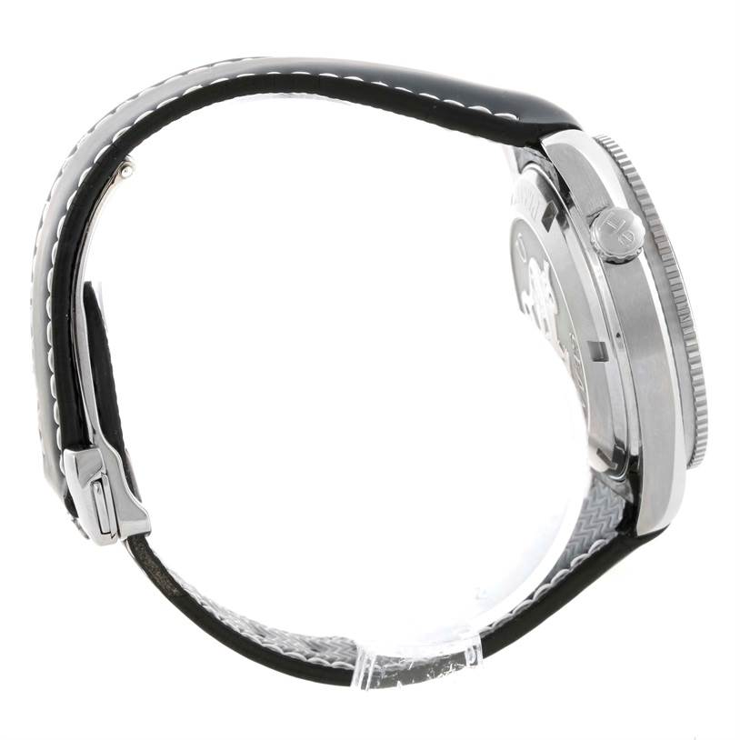 The image shows a side profile of the Omega Planet Ocean 2201.51.00 Men
s Stainless Steel Black Dial 2201.51.00 Men
s Stainless Steel Black Dial watch, highlighting the strap, clasp, and side of the case.