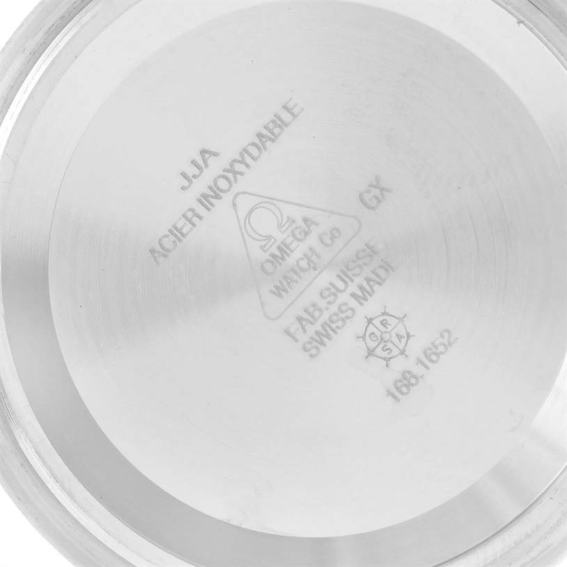 This image shows the interior side of the case back of an Omega Planet Ocean 2208.50.00 Men
s Stainless Steel Black Dial 2208.50.00 Men
s Stainless Steel Black Dial watch.