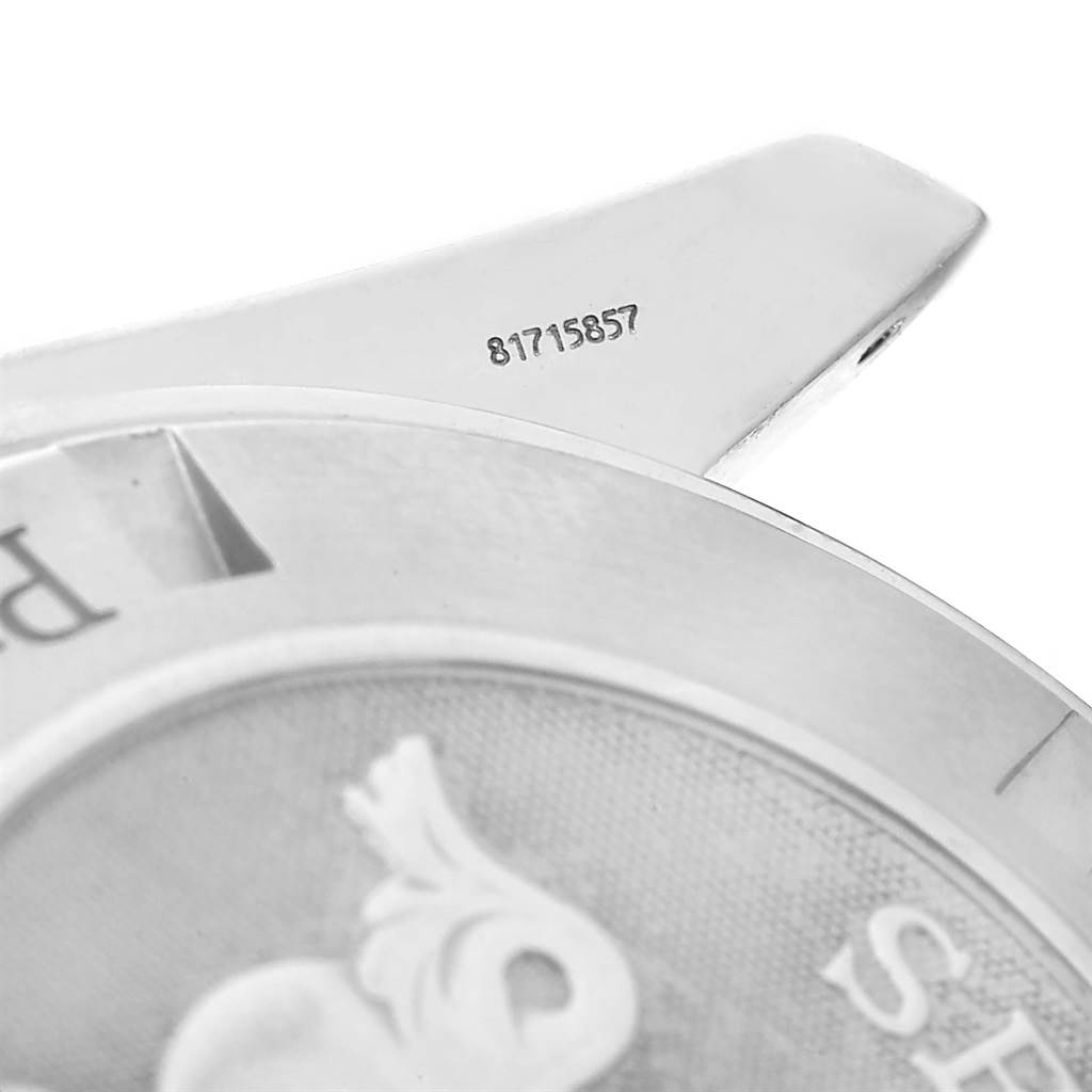 The image shows a close-up view of the case back and lug of the Omega Planet Ocean 2200.51.00 Men
s Stainless Steel Black Dial 2200.51.00 Men
s Stainless Steel Black Dial watch, highlighting the serial number.