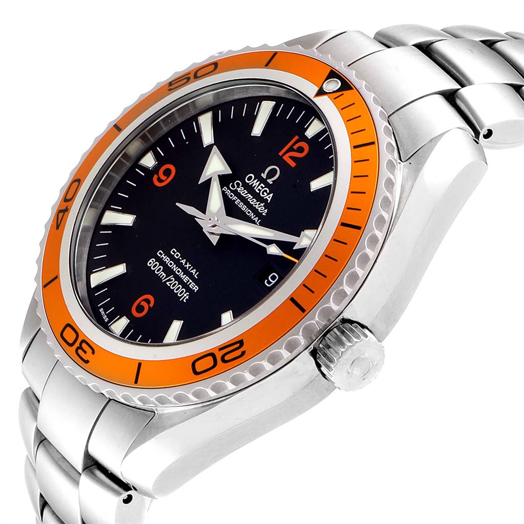 Omega Seamaster Planet Ocean XL Orange Bezel Mens Watch 2208.50.00 Card ...