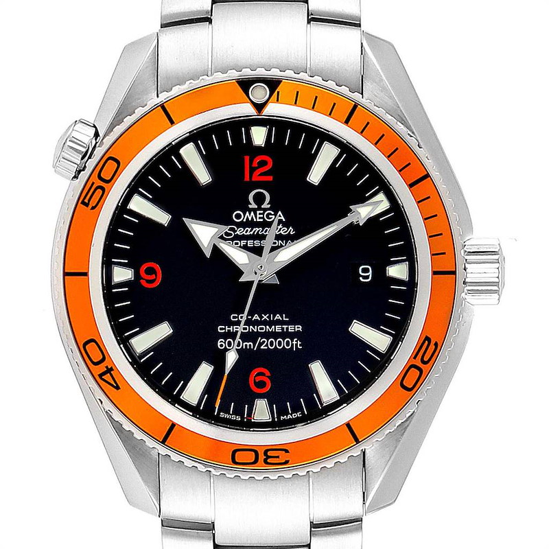 Omega Seamaster Planet Ocean Orange Bezel Watch 2209.50.00 Box Card SwissWatchExpo