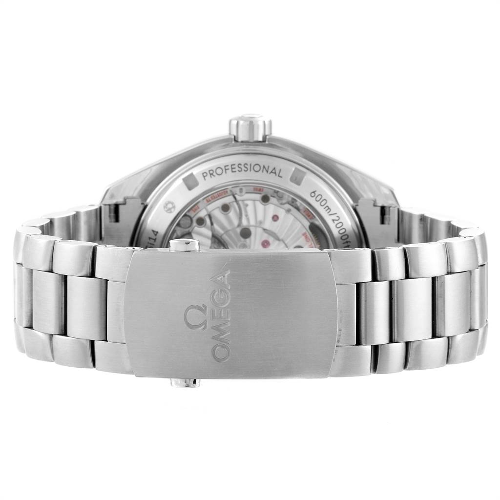 The image shows the back view of the Omega Planet Ocean 232.90.46.21.03.001 Men's Titanium Blue Dial 232.90.46.21.03.001 Men's Titanium Blue Dial watch, focusing on the bracelet and clasp.