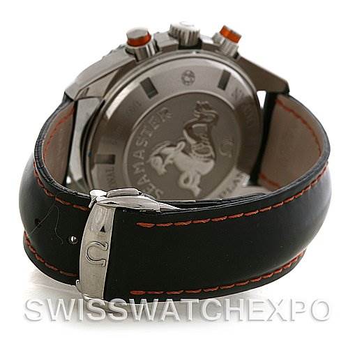 The image shows the back case and strap of the Omega Planet Ocean 2918.50.82 Men's Stainless Steel Black Dial 2918.50.82 Men's Stainless Steel Black Dial watch with the clasp and crown buttons visible.