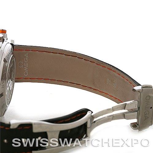 The image shows the deployment clasp and inner side of the strap of the Omega Planet Ocean 2918.50.82 Men
s Stainless Steel Black Dial 2918.50.82 Men
s Stainless Steel Black Dial watch.