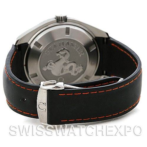 The image shows the back case and strap of the Omega Planet Ocean 2900.51.82 Men's Stainless Steel Black Dial 2900.51.82 Men's Stainless Steel Black Dial watch, highlighting the clasp and caseback design.