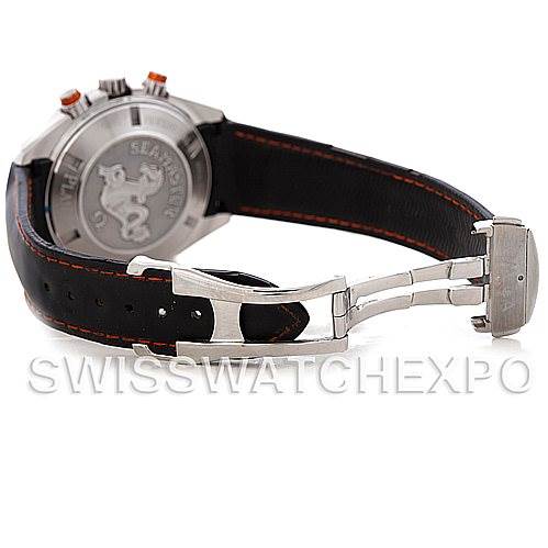 The image shows the open clasp and back case of the Omega Planet Ocean 2918.50.82 Men's Stainless Steel Black Dial 2918.50.82 Men's Stainless Steel Black Dial watch from a rear angle.