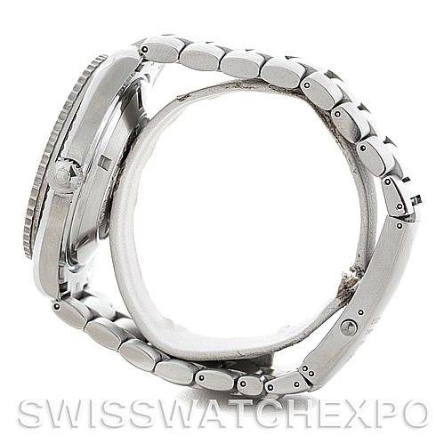 The image shows a side view of the Omega Planet Ocean 2200.50.00 Men's Stainless Steel Black Dial 2200.50.00 Men's Stainless Steel Black Dial watch, highlighting the band and side of the watch case.