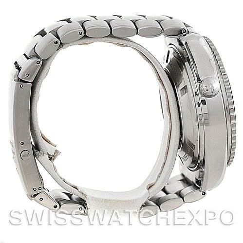 The image shows a side view of the Omega Planet Ocean 2210.51.00 Men's Stainless Steel Black Dial 2210.51.00 Men's Stainless Steel Black Dial watch, displaying the bracelet and case with the crown and bezel partially visible.