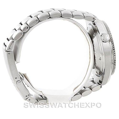 The image shows a side view of the Omega Planet Ocean 2201.51.00 Men's Stainless Steel Black Dial 2201.51.00 Men's Stainless Steel Black Dial watch, highlighting the bracelet and side of the case.