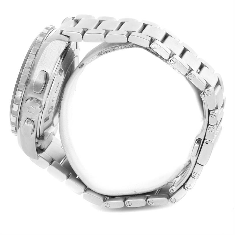 The image shows a side profile of the Omega Aqua Terra 231.10.44.52.06.001 Men
s Stainless Steel Grey Dial 231.10.44.52.06.001 Men
s Stainless Steel Grey Dial watch, highlighting the bracelet and crown.