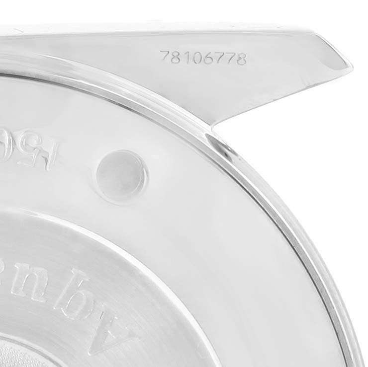 The image shows a close-up of the case back and lugs of the Omega Aqua Terra 2512.30.00 Men
s Stainless Steel Silver Dial 2512.30.00 Men
s Stainless Steel Silver Dial watch from an angled perspective.