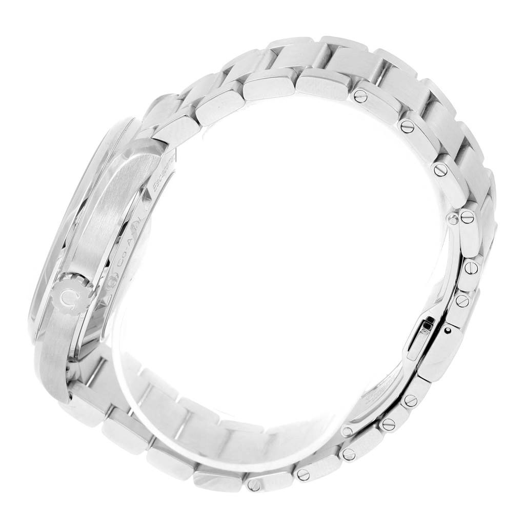 The image shows the side profile and bracelet of an Omega Aqua Terra 231.10.42.21.06.001 Men's Stainless Steel Grey Dial 231.10.42.21.06.001 Men's Stainless Steel Grey Dial watch, highlighting the links and clasp.