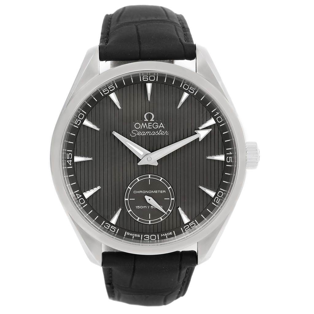 The image shows a front view of the Omega Aqua Terra 231.13.49.10.06.001 Men
s Stainless Steel Grey Dial 231.13.49.10.06.001 Men
s Stainless Steel Grey Dial model from the Seamaster collection, displaying its face, bezel, and strap.