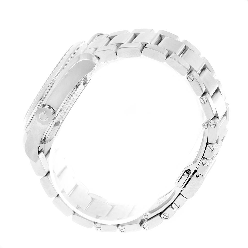 The image shows a side view of the steel bracelet and case of the Omega Aqua Terra 231.10.39.21.03.001 Men
s Stainless Steel Blue Dial 231.10.39.21.03.001 Men
s Stainless Steel Blue Dial watch.