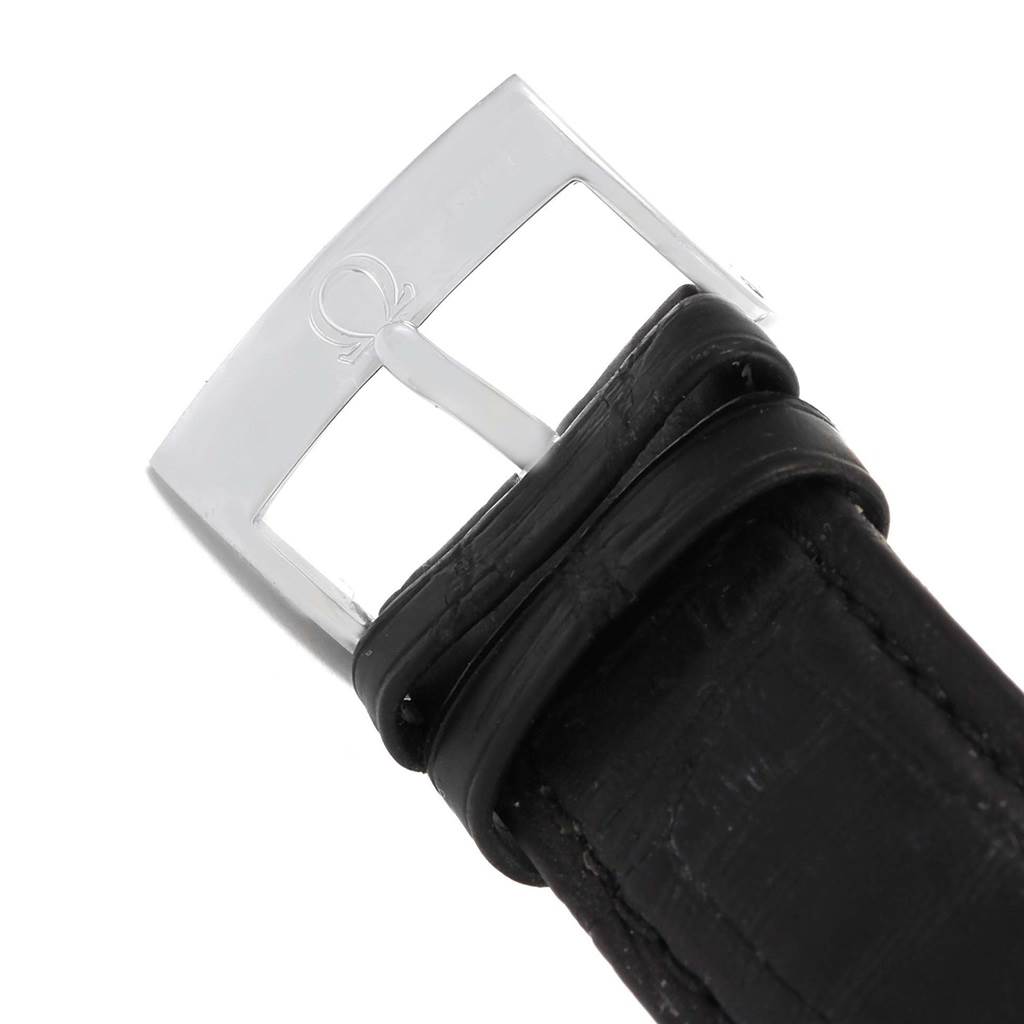 This image shows a close-up of the buckle and part of the strap from an Omega Aqua Terra 231.13.49.10.06.001 Men's Stainless Steel Grey Dial 231.13.49.10.06.001 Men's Stainless Steel Grey Dial watch.