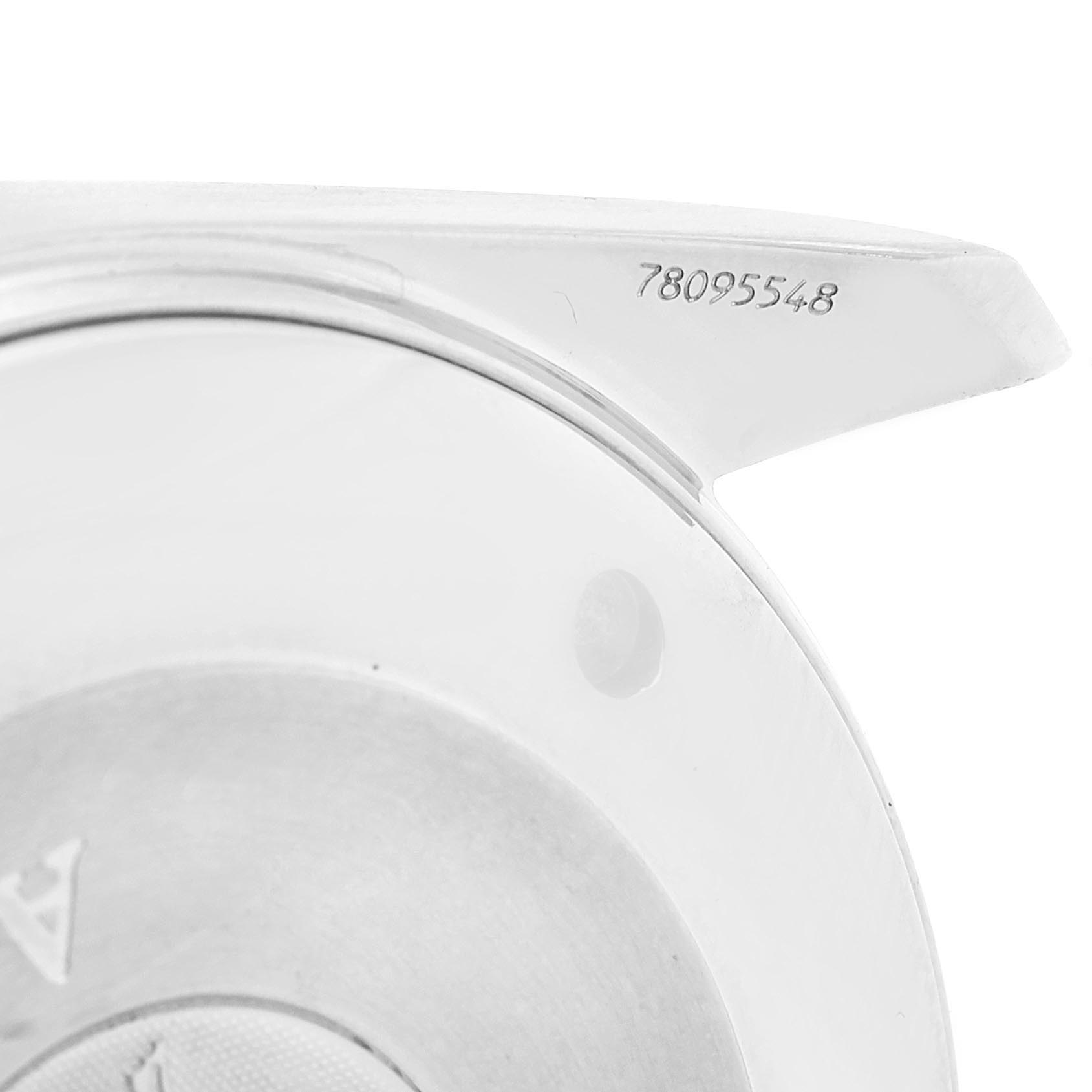 The image shows a close-up, angled view of the caseback and serial number of the Omega Aqua Terra 2512.50.00 Men's Stainless Steel Black Dial 2512.50.00 Men's Stainless Steel Black Dial watch.