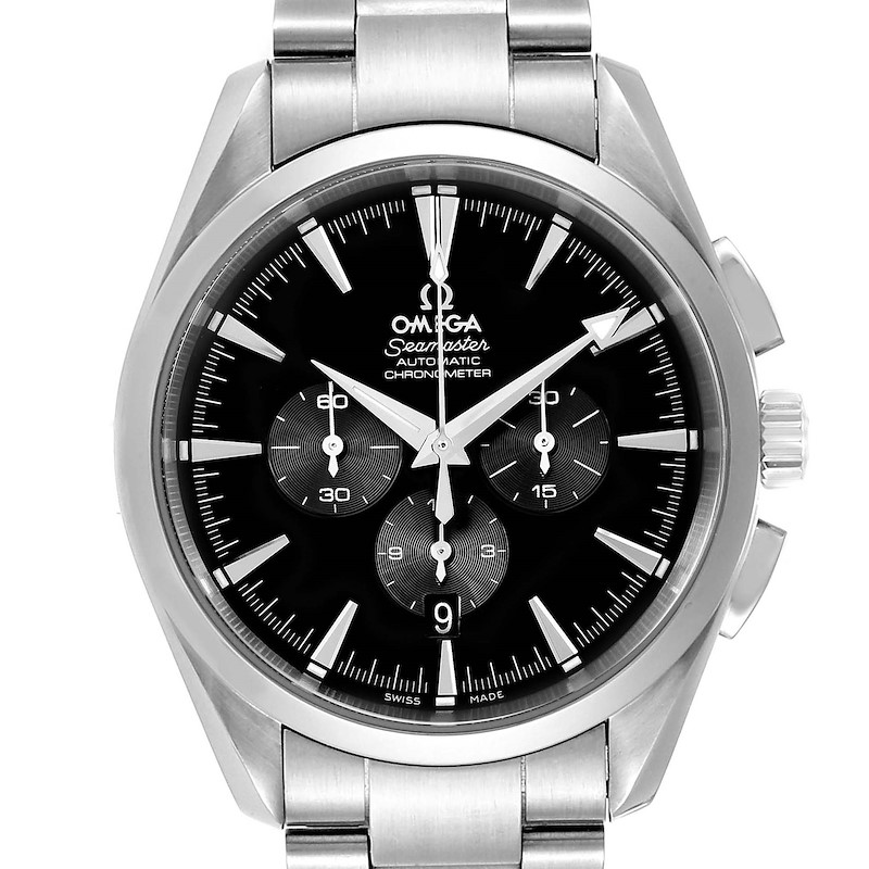 Omega Aqua Terra Black Dial Chronograph Steel Mens Watch 2512.50.00 SwissWatchExpo