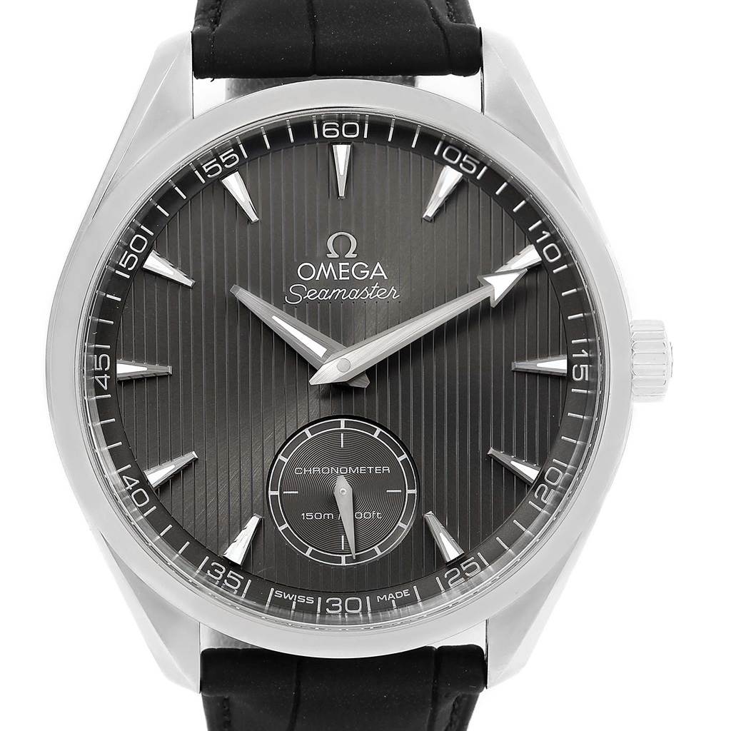 The image shows a front view of an Omega Aqua Terra 231.13.49.10.06.001 Men's Stainless Steel Grey Dial 231.13.49.10.06.001 Men's Stainless Steel Grey Dial Seamaster watch, displaying the face, hands, and bezel.
