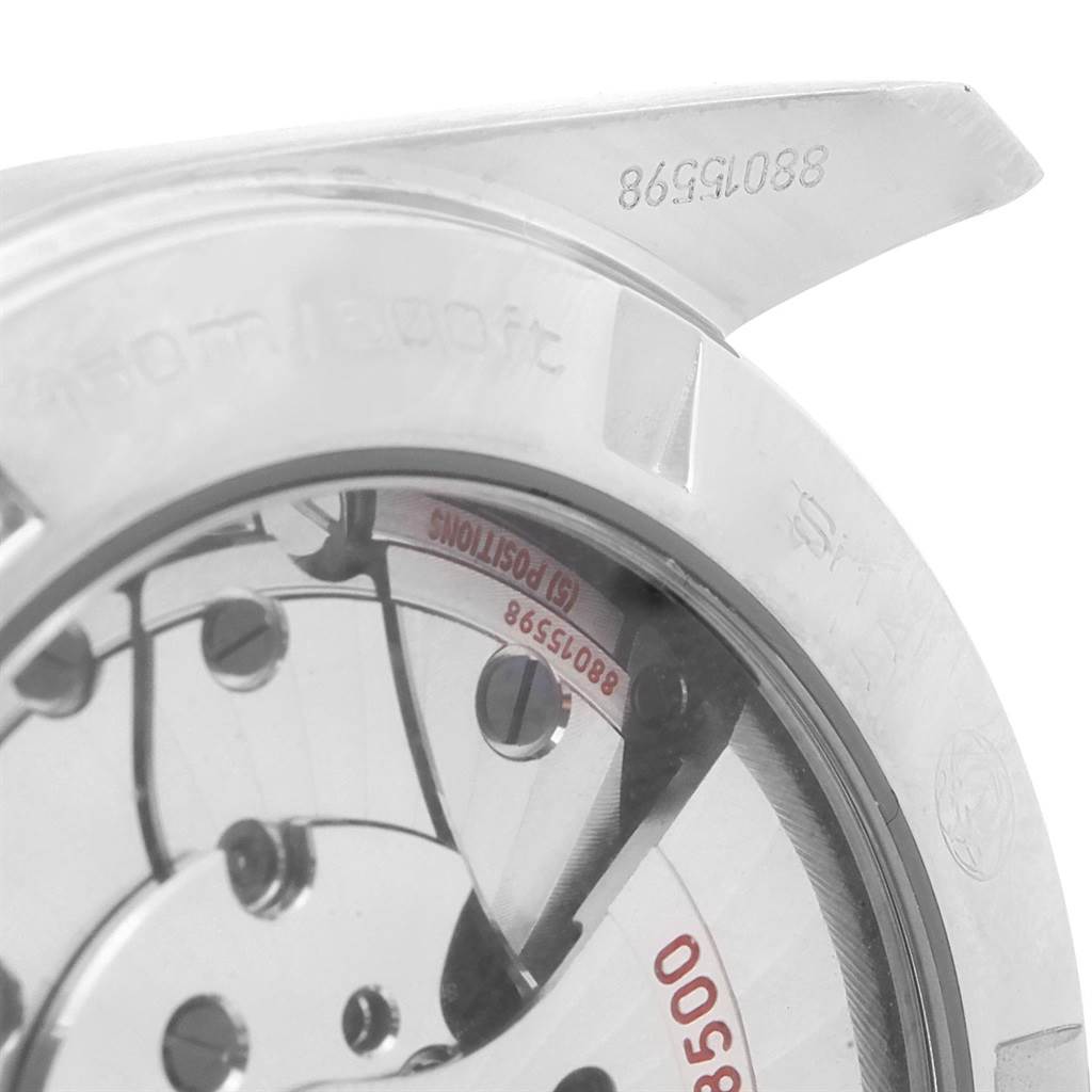 This image shows a close-up of the case back, movement, and lug of the Omega Aqua Terra 231.10.42.21.02.001 Men
s Stainless Steel Silver Dial 231.10.42.21.02.001 Men
s Stainless Steel Silver Dial watch model.