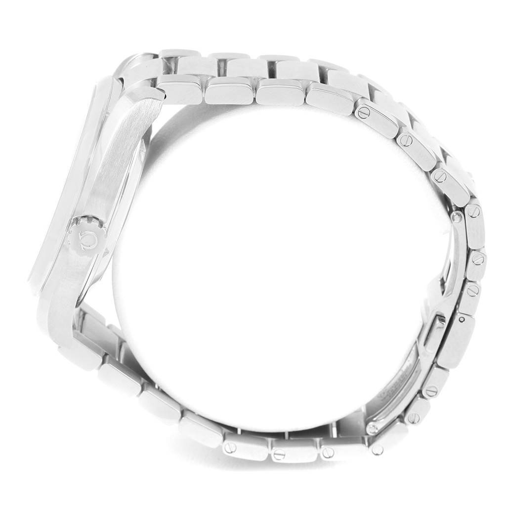 The image shows a side view of an Omega Aqua Terra 231.10.42.21.02.001 Men
s Stainless Steel Silver Dial 231.10.42.21.02.001 Men
s Stainless Steel Silver Dial watch, highlighting the bracelet and crown.