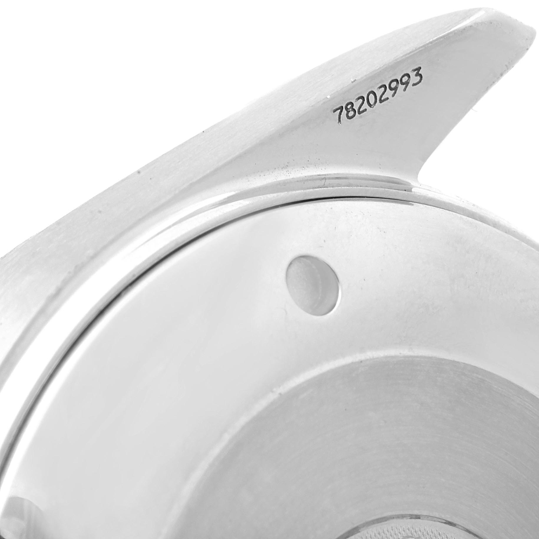 The image shows a close-up of the casing and lug area of the Omega Aqua Terra 2512.52.00 Men's Stainless Steel Black Dial 2512.52.00 Men's Stainless Steel Black Dial watch with a visible serial number inscribed on the lug.