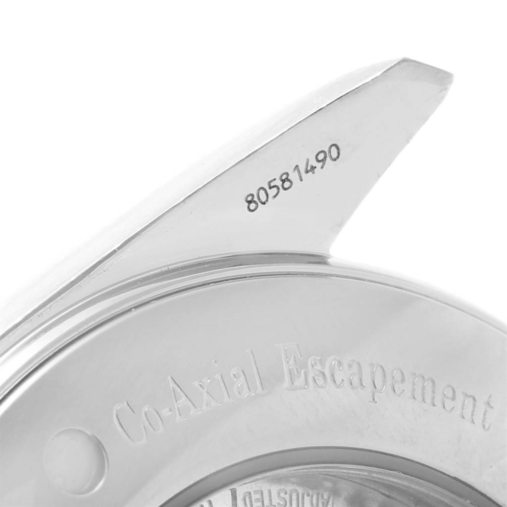 The image shows a close-up view of the Omega Aqua Terra 2502.34.00 Men
s Stainless Steel Silver Dial 2502.34.00 Men
s Stainless Steel Silver Dial model
s lug and case back engravings.