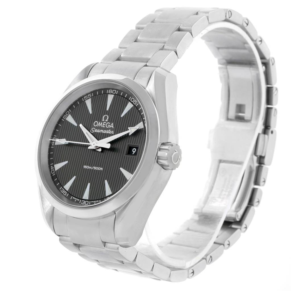 The image shows an Omega Aqua Terra 231.10.39.60.06.001 Men's Stainless Steel Grey Dial 231.10.39.60.06.001 Men's Stainless Steel Grey Dial watch at a slight angle, highlighting the face, bracelet, and crown.