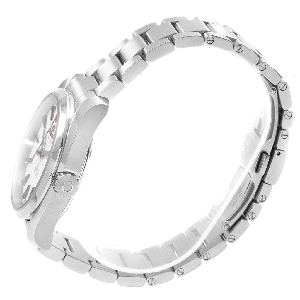 The image shows a side view of an Omega Aqua Terra 231.10.39.21.54.001 Men's Stainless Steel White Dial 231.10.39.21.54.001 Men's Stainless Steel White Dial watch including the crown and bracelet.