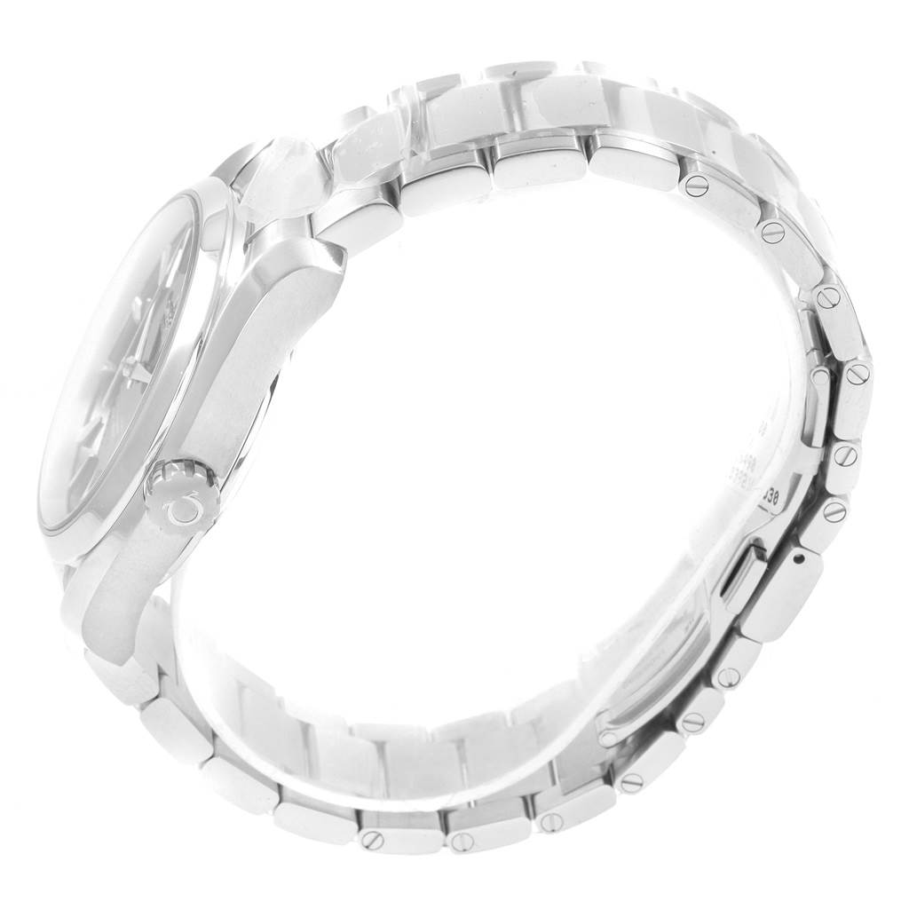 The image shows a side view of the Omega Aqua Terra 231.10.39.21.03.002 Men's Stainless Steel Blue Dial 231.10.39.21.03.002 Men's Stainless Steel Blue Dial watch, focusing on the bracelet and case.