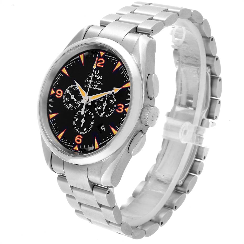 The image shows the front and right side of the Omega Aqua Terra 2512.54.00 Men's Stainless Steel Black Dial 2512.54.00 Men's Stainless Steel Black Dial watch, displaying the face, bracelet, and side buttons.