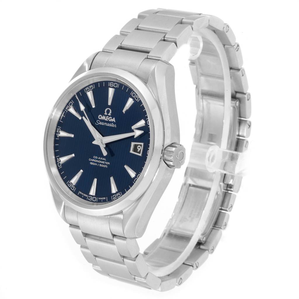 The Omega Aqua Terra 231.10.42.21.03.001 Men
s Stainless Steel Silver Dial 231.10.42.21.03.001 Men
s Stainless Steel Silver Dial watch is shown from an angled front view, displaying the face, bezel, crown, and bracelet.