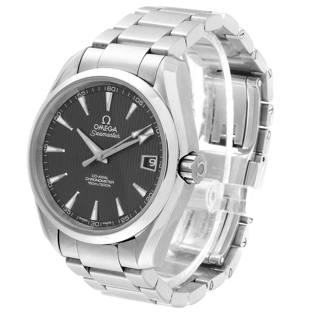 The image shows an Omega Aqua Terra 231.10.39.21.06.001 Men's Stainless Steel Grey Dial 231.10.39.21.06.001 Men's Stainless Steel Grey Dial watch at a front-facing angle, highlighting the dial, bezel, crown, and bracelet.