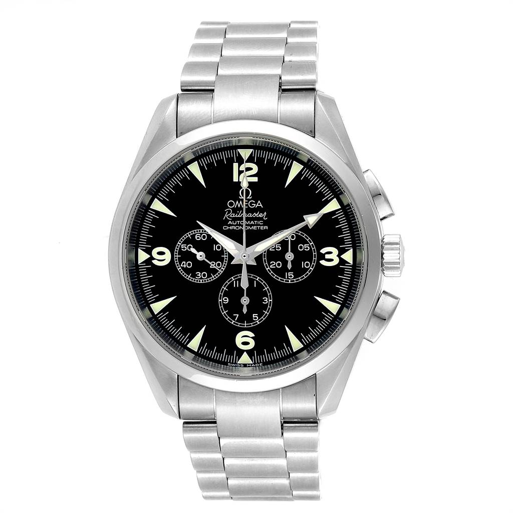 The Omega Aqua Terra 2512.52.00 Men's Stainless Steel Black Dial 2512.52.00 Men's Stainless Steel Black Dial model watch is shown from a top-down angle, displaying its face, case, crown, and bracelet.