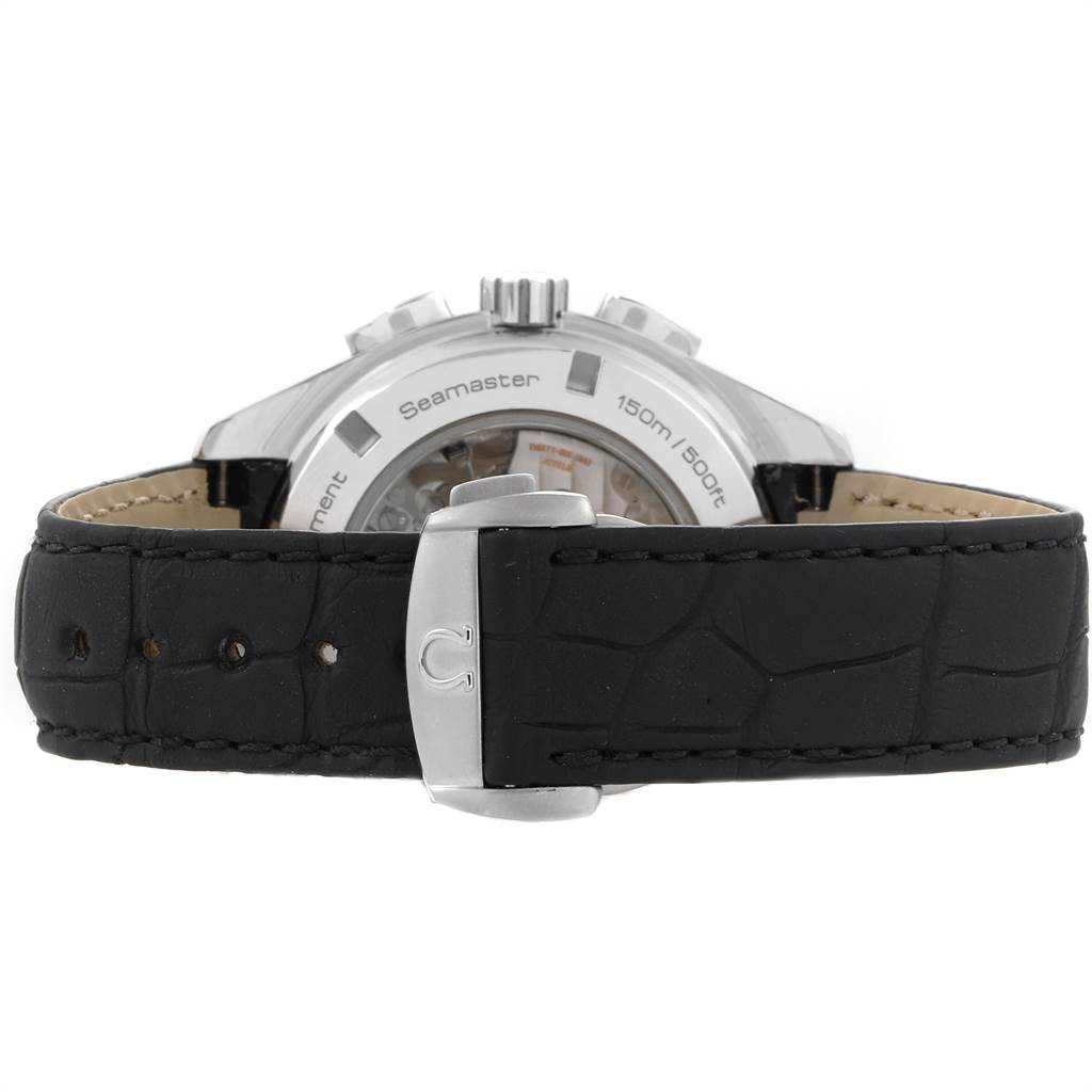 The image shows the back angle of the Omega Aqua Terra 231.13.44.52.04.001 Men's Stainless Steel White Dial 231.13.44.52.04.001 Men's Stainless Steel White Dial watch, focusing on the clasp and strap.