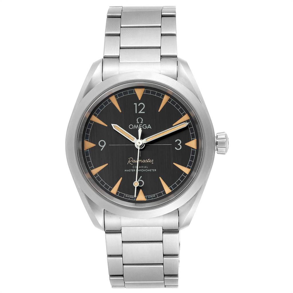 The image shows the Omega Aqua Terra 220.10.40.20.01.001 Men's Stainless Steel Black Dial 220.10.40.20.01.001 Men's Stainless Steel Black Dial watch at a frontal angle, highlighting its face, hands, bezel, crown, and bracelet.