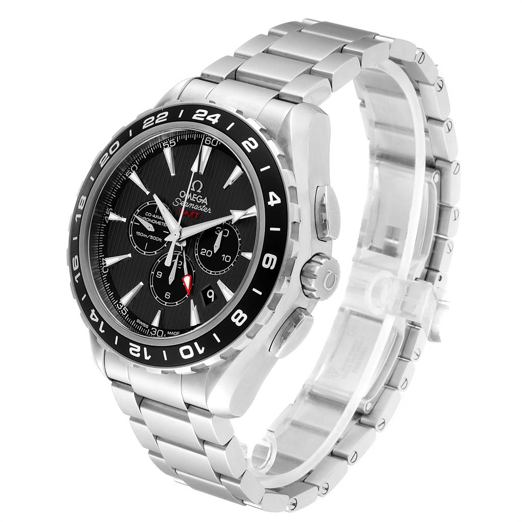 The image shows an Omega Aqua Terra 231.10.44.52.06.001 Men's Stainless Steel Grey Dial 231.10.44.52.06.001 Men's Stainless Steel Grey Dial watch at a slight angle from the front-right, showcasing the dial, bezel, and bracelet.