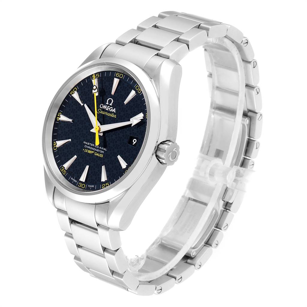The image shows an Omega Aqua Terra 231.10.42.21.03.004 Men's Stainless Steel Blue Dial 231.10.42.21.03.004 Men's Stainless Steel Blue Dial watch at a three-quarter angle, displaying its dial, bracelet, and crown.