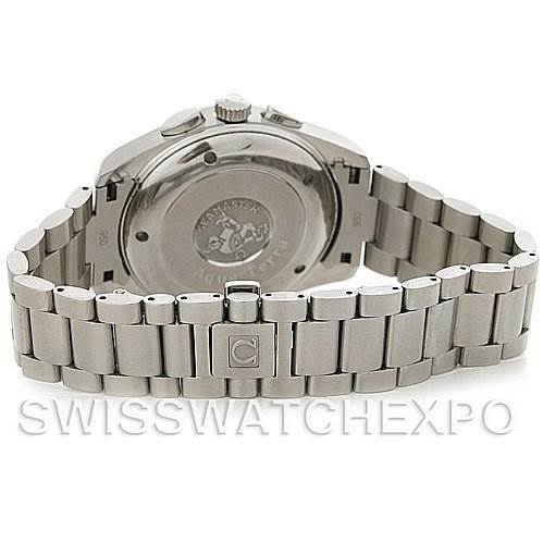 The image shows the back view of the Omega Aqua Terra 2512.30 Men
s Stainless Steel Silver Dial 2512.30 Men
s Stainless Steel Silver Dial watch, highlighting its stainless steel case back and bracelet.