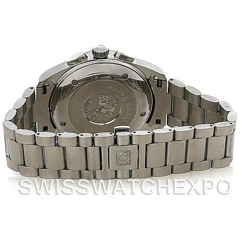 The image shows the Omega Aqua Terra 2512.30 Men
s Stainless Steel Silver Dial 2512.30 Men
s Stainless Steel Silver Dial watch from the back, highlighting its case back and metal bracelet.