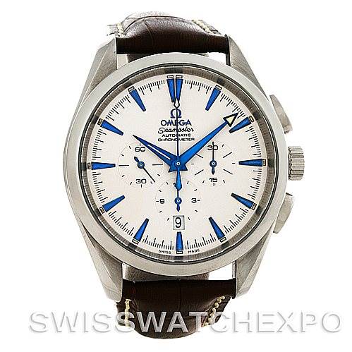 This is an Omega Aqua Terra 2812.30.37 Men
s Stainless Steel Silver Dial 2812.30.37 Men
s Stainless Steel Silver Dial watch, shown from the front, highlighting its dial, hands, subdials, bezel, and crown.