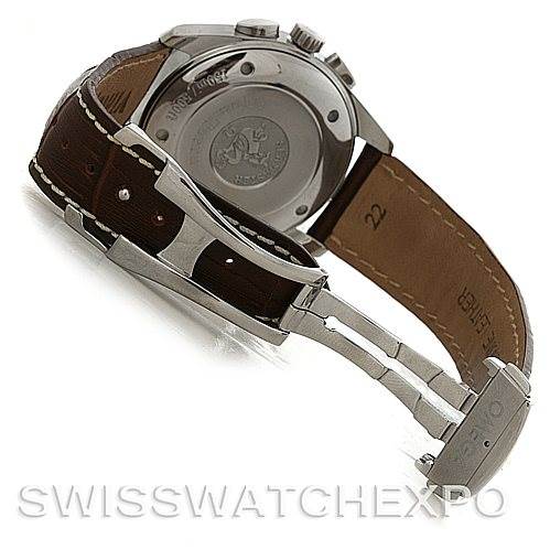 The image shows the back and side of an Omega Aqua Terra 2812.30.37 Men
s Stainless Steel Silver Dial 2812.30.37 Men
s Stainless Steel Silver Dial watch, highlighting the clasp and leather strap.