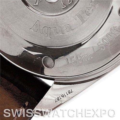 The image shows the back of an Omega Aqua Terra 2812.50.37 Men
s Stainless Steel Black Dial 2812.50.37 Men
s Stainless Steel Black Dial watch, highlighting the model engraving and water resistance rating.