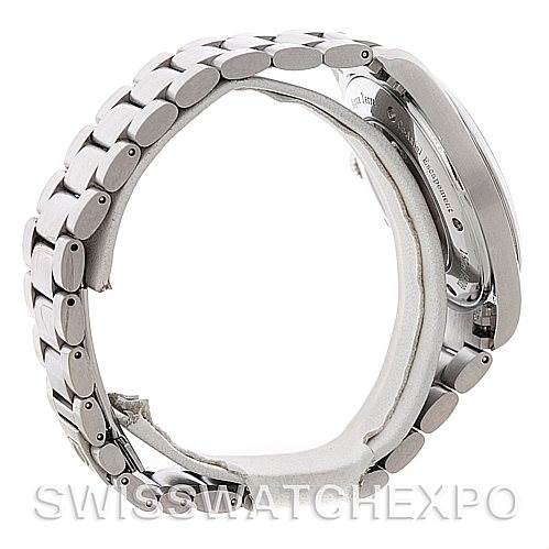 The image shows a side view of the Omega Aqua Terra 2502.52.00 Men
s Stainless Steel Black Dial 2502.52.00 Men
s Stainless Steel Black Dial watch, highlighting its metallic bracelet and case side.