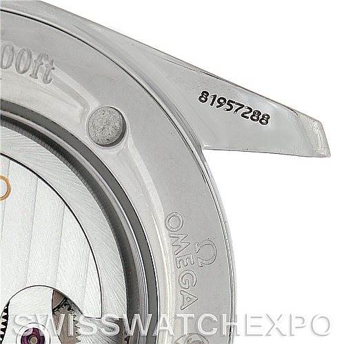 This image shows a close-up of the back case and exposed movement of the Omega Aqua Terra 2503.50.000 Men
s Stainless Steel Black Dial 2503.50.000 Men
s Stainless Steel Black Dial watch.