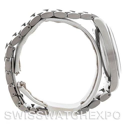 The image shows a side view of the Omega Aqua Terra 2503.50.000 Men
s Stainless Steel Black Dial 2503.50.000 Men
s Stainless Steel Black Dial watch, focusing on the case and metal bracelet.