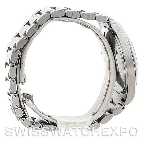 This image shows a side view of the Aqua Terra model by Omega, highlighting the bracelet and case.