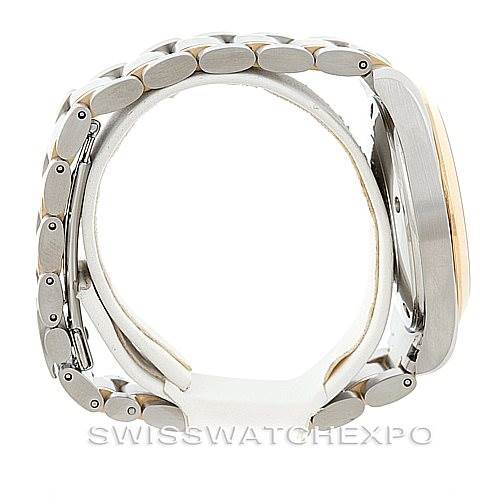 The image shows a side view of the Omega Aqua Terra 2317.30.00 Men
s Stainless Steel Silver Dial 2317.30.00 Men
s Stainless Steel Silver Dial watch, highlighting its metallic bracelet and clasp.