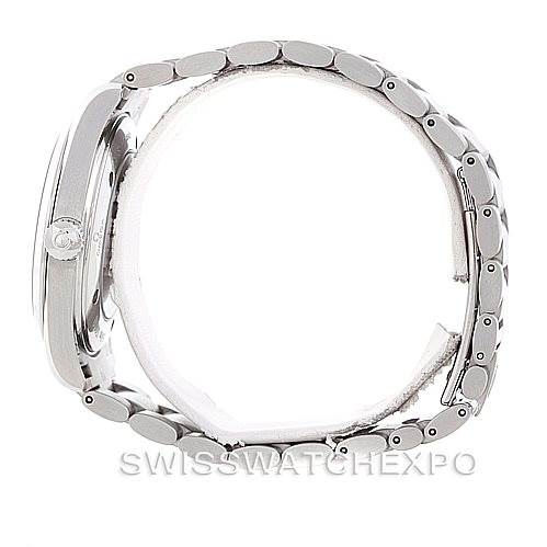 The image shows the side view of the Omega Aqua Terra 2503.52.00 Men
s Stainless Steel Black Dial 2503.52.00 Men
s Stainless Steel Black Dial watch, highlighting its case and metal bracelet.