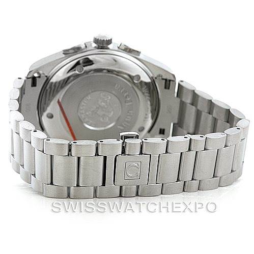 This is a rear view of the Omega Aqua Terra 2512.52.00 Men
s Stainless Steel Black Dial 2512.52.00 Men
s Stainless Steel Black Dial watch, showing the back case and the metal bracelet.