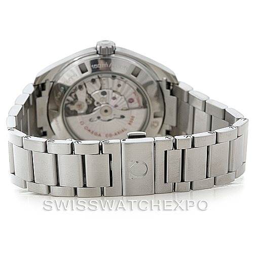 This image shows the back view of the Omega Aqua Terra 231.10.42.21.02.001 Men
s Stainless Steel Silver Dial 231.10.42.21.02.001 Men
s Stainless Steel Silver Dial watch, highlighting its stainless steel bracelet and visible movement.